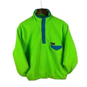 GAP Arctic Fleece Reissue Neon Green Snap Pullover M 90s Style